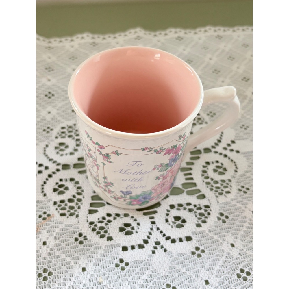 To Mother With Love Floral Ceramic Coffee Mug Pink Interior Vintage Style Gift - Picture 3 of 4